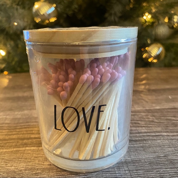 Rae Dunn Love match jar with strike strip